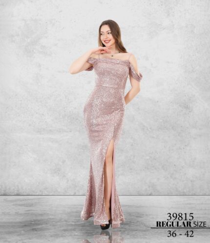 Rose 39815 Normal Maxi Sıfır Kol Askılı Pul Payet