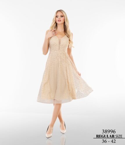 Gold 38996 Normal Midi Askılı Nakış Kombin Düğün Kına Mezuniyet