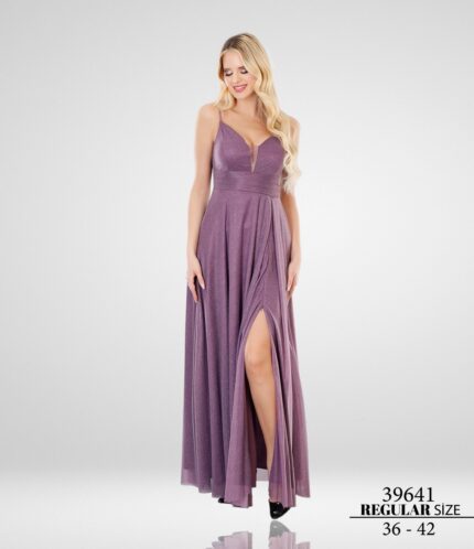 Lila 39641 Normal Maxi Askılı Simli Tül Düğün Kına Mezuniyet