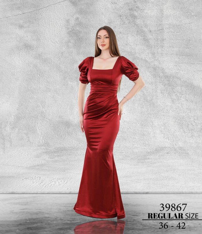 Bordo Normal MAxi Kısa Kol Saten 39867