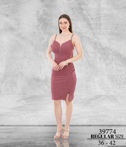 Fuşya Normal Midi Mini Askılı Poliamid Düğün Kına Mezuniyet 39774