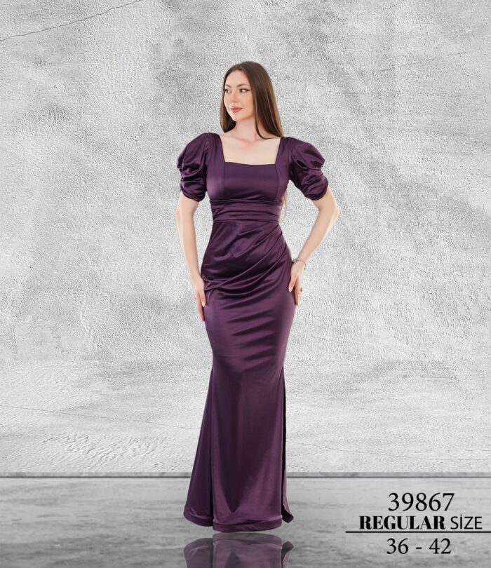 Mürdüm Normal MAxi Kısa Kol Saten 39867