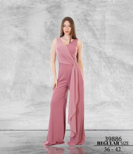 Rose Normal Maxi Sıfır Kol Poliamid Şifon Abiye Elbise 39886