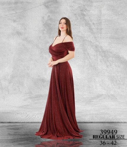 Bordo Normal Beden Maxi Sıfır Kol Poliamid 39949