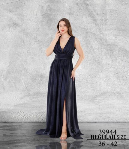 Lacivert Normal Beden Maxi Sıfır Kol Poliamid 39944