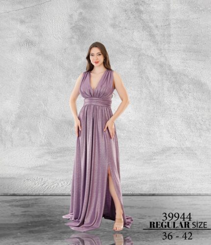 Lila Normal Beden Maxi Sıfır Kol Poliamid 39944