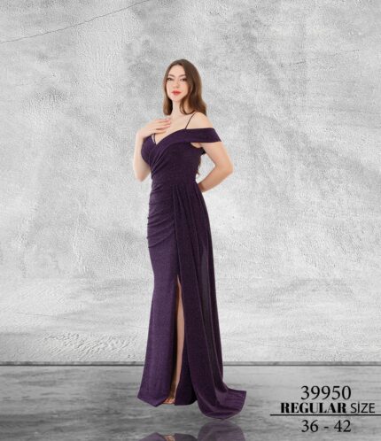 Mürdüm Normal Beden Maxi Sıfır Kol Metalik 39950