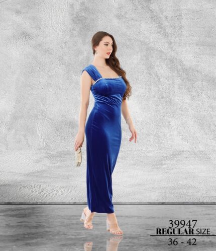 Saks Normal Beden Maxi Sıfır Kol Kadife 39947