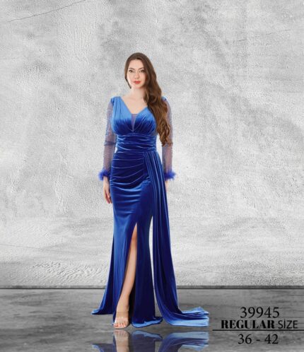 Saks Normal Beden Maxi Uzun Kol Kadife 39945