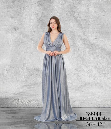 indigo Normal Beden Maxi Sıfır Kol Poliamid 39944