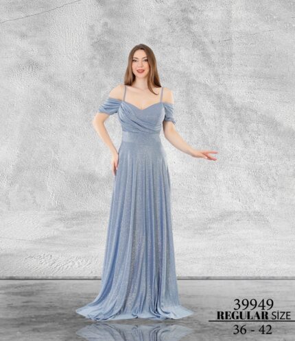 indigo Normal Beden Maxi Sıfır Kol Poliamid 39949