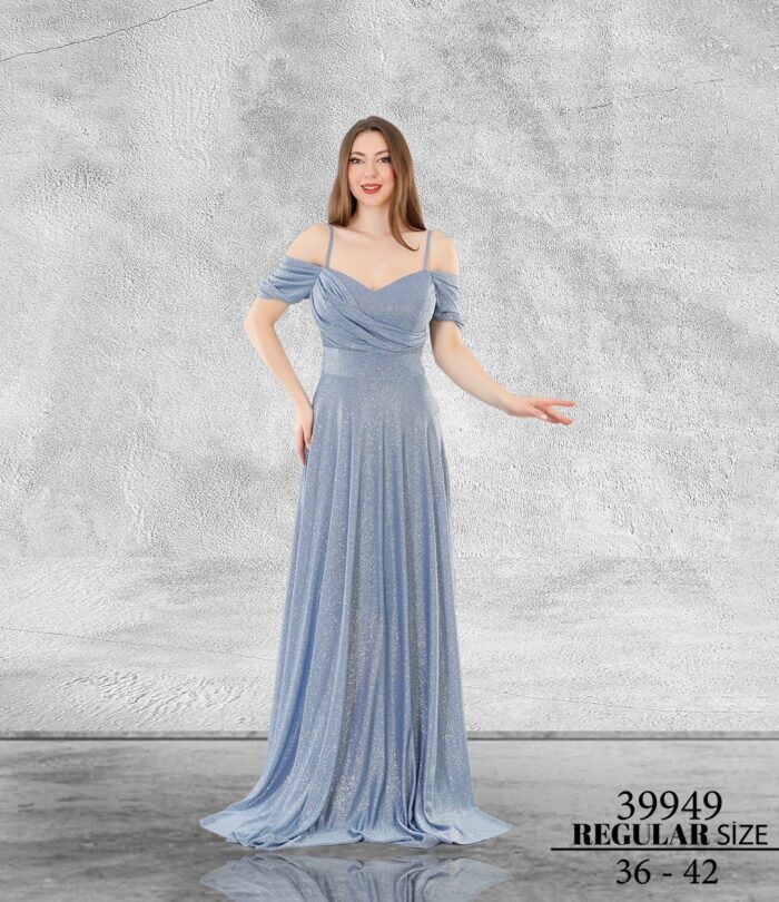 indigo Normal Beden Maxi Sıfır Kol Poliamid 39949