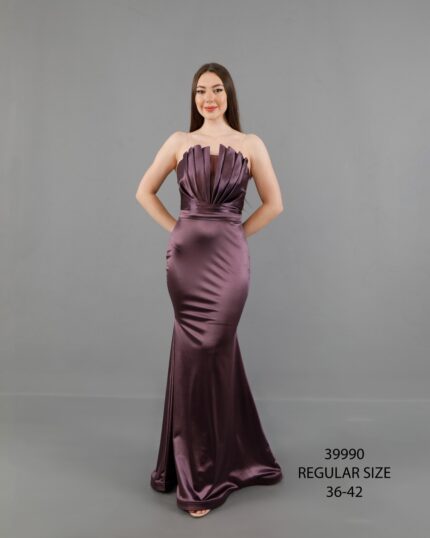 Lila Normal Beden Maxi Askılı Saten 39990